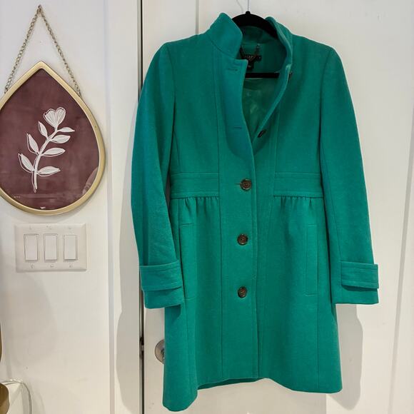 J. Crew Emerald Green Wool Pea Coat Sz 2 - Picture 2 of 11